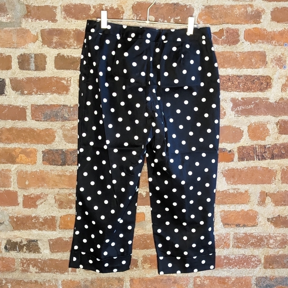 Rafaella Petites Size 8 Petite Black & White Polka Dot Cuffed Capris